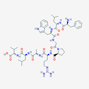 (2S)-2-[[(2S)-2-[[(2S)-2-[[(2S)-2-[[(2S)-1-[2-[[(2S)-2-[[(2S)-2-[[(2S)-2-amino-3-phenylpropanoyl]amino]-4-methylpentanoyl]amino]-3-(1H-indol-3-yl)propanoyl]amino]acetyl]pyrrolidine-2-carbonyl]amino]-5-(diaminomethylideneamino)pentanoyl]amino]propanoyl]amino]-4-methylpentanoyl]amino]-3-methylbutanoic acid