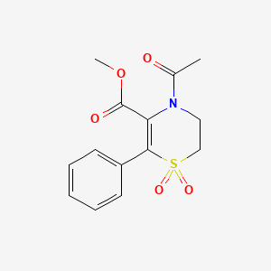 molecular formula C14H15NO5S B5508652 methyl 4-acetyl-6-phenyl-3,4-dihydro-2H-1,4-thiazine-5-carboxylate 1,1-dioxide 