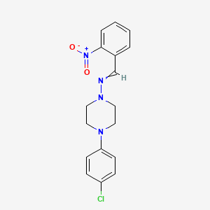 molecular formula C17H17ClN4O2 B5508777 N-[4-(4-chlorophenyl)piperazin-1-yl]-1-(2-nitrophenyl)methanimine 