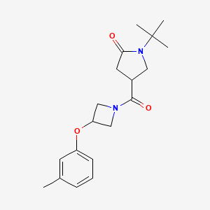 molecular formula C19H26N2O3 B5508901 1-tert-butyl-4-{[3-(3-methylphenoxy)-1-azetidinyl]carbonyl}-2-pyrrolidinone 