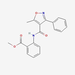 molecular formula C19H16N2O4 B5508945 Methyl 2-(5-methyl-3-phenyl-1,2-oxazole-4-amido)benzoate 