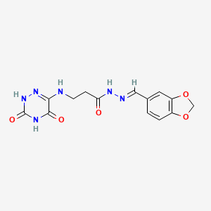 molecular formula C14H14N6O5 B5509053 N'-(Benzo[d][1,3]dioxol-5-ylmethylene)-3-((3,5-dioxo-2,3,4,5-tetrahydro-1,2,4-triazin-6-yl)amino)propanehydrazide 