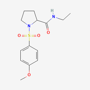molecular formula C14H20N2O4S B5509278 N-ethyl-1-[(4-methoxyphenyl)sulfonyl]prolinamide 