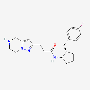 molecular formula C21H27FN4O B5509318 N-[(1S,2S)-2-[(4-fluorophenyl)methyl]cyclopentyl]-3-(4,5,6,7-tetrahydropyrazolo[1,5-a]pyrazin-2-yl)propanamide 