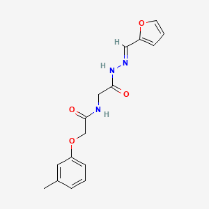 molecular formula C16H17N3O4 B5509413 N-({N'-[(E)-(Furan-2-YL)methylidene]hydrazinecarbonyl}methyl)-2-(3-methylphenoxy)acetamide 