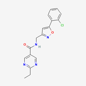 molecular formula C17H15ClN4O2 B5509896 N-{[5-(2-chlorophenyl)-3-isoxazolyl]methyl}-2-ethyl-5-pyrimidinecarboxamide 