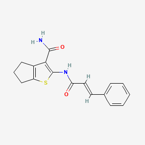 molecular formula C17H16N2O2S B5510009 2-{[(E)-3-phenyl-2-propenoyl]amino}-5,6-dihydro-4H-cyclopenta[b]thiophene-3-carboxamide 