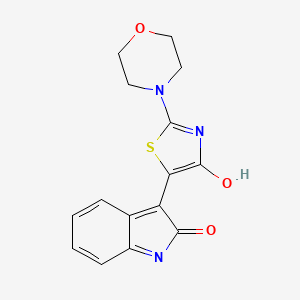 molecular formula C15H13N3O3S B5510018 (3Z)-3-[2-(morpholin-4-yl)-4-oxo-1,3-thiazol-5(4H)-ylidene]-1,3-dihydro-2H-indol-2-one 