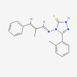 molecular formula C19H18N4S B5510084 5-(2-METHYLPHENYL)4-((2-ME-3-PH-2-PROPENYLIDENE)AMINO)-4H-1,2,4-TRIAZOLE-3-THIOL 