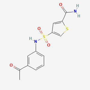molecular formula C13H12N2O4S2 B5510201 4-{[(3-acetylphenyl)amino]sulfonyl}-2-thiophenecarboxamide 