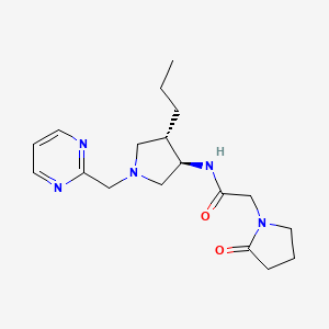 molecular formula C18H27N5O2 B5510305 2-(2-oxopyrrolidin-1-yl)-N-[(3R,4S)-4-propyl-1-(pyrimidin-2-ylmethyl)pyrrolidin-3-yl]acetamide 