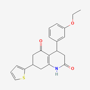 molecular formula C21H21NO3S B5510475 4-(3-ETHOXYPHENYL)-7-(THIOPHEN-2-YL)-1,2,3,4,5,6,7,8-OCTAHYDROQUINOLINE-2,5-DIONE 