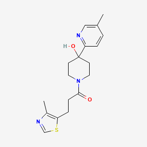 molecular formula C18H23N3O2S B5510504 4-(5-methyl-2-pyridinyl)-1-[3-(4-methyl-1,3-thiazol-5-yl)propanoyl]-4-piperidinol 