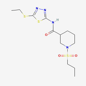 molecular formula C13H22N4O3S3 B5510653 N-(5-ethylsulfanyl-1,3,4-thiadiazol-2-yl)-1-propylsulfonylpiperidine-3-carboxamide 