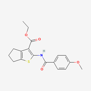molecular formula C18H19NO4S B5510697 Ethyl 2-(4-methoxybenzamido)-4H,5H,6H-cyclopenta[B]thiophene-3-carboxylate 