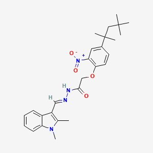 molecular formula C27H34N4O4 B5510739 N-[(E)-(1,2-dimethylindol-3-yl)methylideneamino]-2-[2-nitro-4-(2,4,4-trimethylpentan-2-yl)phenoxy]acetamide 