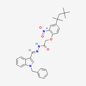 molecular formula C32H36N4O4 B5511099 N-[(E)-(1-benzylindol-3-yl)methylideneamino]-2-[2-nitro-4-(2,4,4-trimethylpentan-2-yl)phenoxy]acetamide 