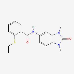 molecular formula C18H19N3O2S B5511190 N-(1,3-dimethyl-2-oxo-2,3-dihydro-1H-benzimidazol-5-yl)-2-(ethylsulfanyl)benzamide 