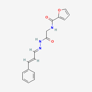 molecular formula C16H15N3O3 B5511208 N-({N'-[(1E,2E)-3-Phenylprop-2-EN-1-ylidene]hydrazinecarbonyl}methyl)furan-2-carboxamide 