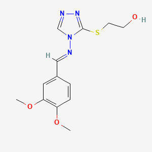 molecular formula C13H16N4O3S B5511359 2-[[4-[(E)-(3,4-dimethoxyphenyl)methylideneamino]-1,2,4-triazol-3-yl]sulfanyl]ethanol 