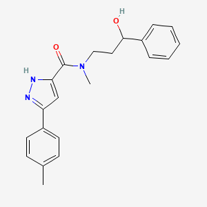 molecular formula C21H23N3O2 B5511367 N-(3-hydroxy-3-phenylpropyl)-N-methyl-3-(4-methylphenyl)-1H-pyrazole-5-carboxamide 
