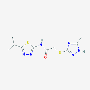 molecular formula C10H14N6OS2 B5511371 N~1~-(5-ISOPROPYL-1,3,4-THIADIAZOL-2-YL)-2-[(5-METHYL-4H-1,2,4-TRIAZOL-3-YL)SULFANYL]ACETAMIDE 
