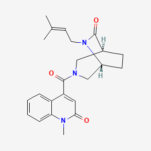 molecular formula C23H27N3O3 B5511393 1-methyl-4-[(1S,5R)-6-(3-methylbut-2-enyl)-7-oxo-3,6-diazabicyclo[3.2.2]nonane-3-carbonyl]quinolin-2-one 