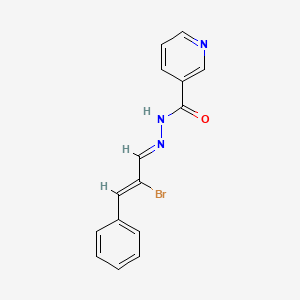 molecular formula C15H12BrN3O B5511413 NICOTINIC ACID (2-BROMO-3-PHENYL-ALLYLIDENE)-HYDRAZIDE 