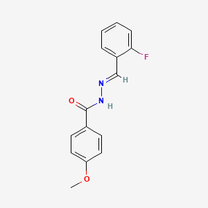 molecular formula C15H13FN2O2 B5511510 N'-[(E)-(2-fluorophenyl)methylidene]-4-methoxybenzohydrazide 