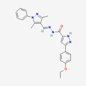 molecular formula C24H24N6O2 B5511567 N'-[(E)-(3,5-dimethyl-1-phenyl-1H-pyrazol-4-yl)methylidene]-3-(4-ethoxyphenyl)-1H-pyrazole-5-carbohydrazide 
