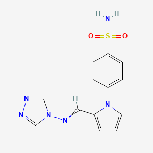 molecular formula C13H12N6O2S B5511582 4-[2-(1,2,4-Triazol-4-yliminomethyl)pyrrol-1-yl]benzenesulfonamide 