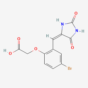 molecular formula C12H9BrN2O5 B5511865 2-(4-BROMO-2-{[(4E)-2,5-DIOXOIMIDAZOLIDIN-4-YLIDENE]METHYL}PHENOXY)ACETIC ACID 