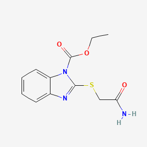 molecular formula C12H13N3O3S B5511947 ETHYL 2-[(CARBAMOYLMETHYL)SULFANYL]-1H-1,3-BENZODIAZOLE-1-CARBOXYLATE 