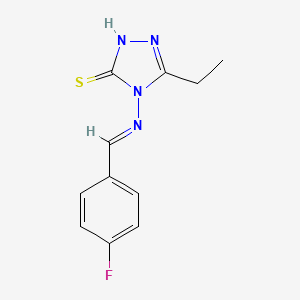 molecular formula C11H11FN4S B5511976 3-Ethyl-4-[(E)-(4-fluorobenzylidene)amino]-1H-1,2,4-triazole-5(4H)-thione 