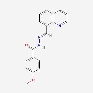 molecular formula C18H15N3O2 B5511995 4-methoxy-N'-(8-quinolinylmethylene)benzohydrazide 