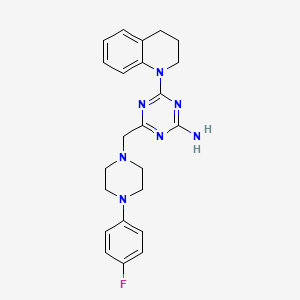 molecular formula C23H26FN7 B5512027 4-(3,4-dihydroquinolin-1(2H)-yl)-6-{[4-(4-fluorophenyl)piperazin-1-yl]methyl}-1,3,5-triazin-2-amine 