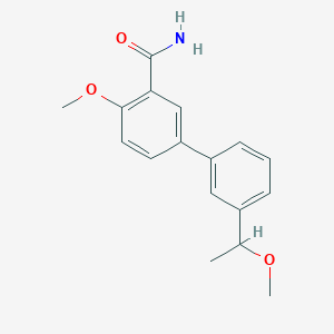 molecular formula C17H19NO3 B5512159 4-methoxy-3'-(1-methoxyethyl)biphenyl-3-carboxamide 