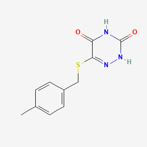 molecular formula C11H11N3O2S B5512238 6-[(4-methylbenzyl)thio]-1,2,4-triazine-3,5(2H,4H)-dione 