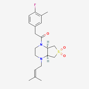 molecular formula C20H27FN2O3S B5512245 1-[(4aR,7aS)-1-(3-methylbut-2-enyl)-6,6-dioxo-2,3,4a,5,7,7a-hexahydrothieno[3,4-b]pyrazin-4-yl]-2-(4-fluoro-3-methylphenyl)ethanone 