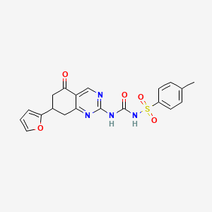 molecular formula C20H18N4O5S B5512274 N-{[7-(furan-2-yl)-5-oxo-5,6,7,8-tetrahydroquinazolin-2-yl]carbamoyl}-4-methylbenzenesulfonamide 