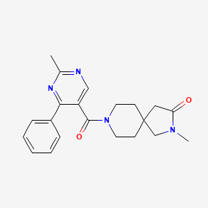 molecular formula C21H24N4O2 B5512302 2-methyl-8-[(2-methyl-4-phenyl-5-pyrimidinyl)carbonyl]-2,8-diazaspiro[4.5]decan-3-one 