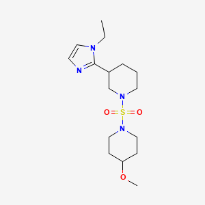 molecular formula C16H28N4O3S B5512421 3-(1-ethyl-1H-imidazol-2-yl)-1-[(4-methoxy-1-piperidinyl)sulfonyl]piperidine 