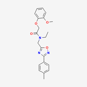 molecular formula C21H23N3O4 B5512585 N-ethyl-2-(2-methoxyphenoxy)-N-{[3-(4-methylphenyl)-1,2,4-oxadiazol-5-yl]methyl}acetamide 