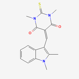 molecular formula C17H17N3O2S B5512595 5-[(1,2-DIMETHYL-1H-INDOL-3-YL)METHYLIDENE]-1,3-DIMETHYL-2-SULFANYLIDENE-1,3-DIAZINANE-4,6-DIONE 