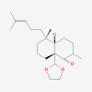 molecular formula C21H34O3 B055126 (4As,5S,8aS)-8a-(1,3-dioxolan-2-yl)-2,5-dimethyl-5-(4-methylpent-3-enyl)-3,4,4a,6,7,8-hexahydro-2H-naphthalen-1-one CAS No. 115376-32-4