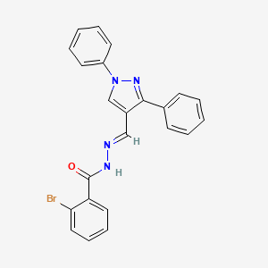 molecular formula C23H17BrN4O B5512683 2-bromo-N-[(E)-(1,3-diphenylpyrazol-4-yl)methylideneamino]benzamide 