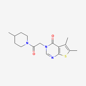 molecular formula C16H21N3O2S B5512694 5,6-Dimethyl-3-[2-(4-methylpiperidin-1-yl)-2-oxoethyl]thieno[2,3-d]pyrimidin-4-one 