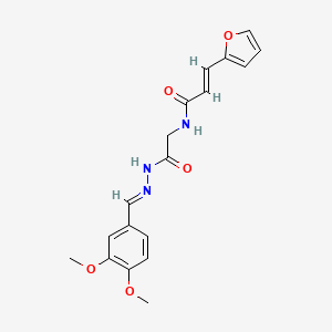 molecular formula C18H19N3O5 B5512697 (2E)-N-({N'-[(E)-(3,4-Dimethoxyphenyl)methylidene]hydrazinecarbonyl}methyl)-3-(furan-2-YL)prop-2-enamide 