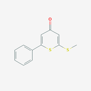 molecular formula C12H10OS2 B055127 2-Methylthio-6-phenyl-4H-thiopyran-4-one CAS No. 113544-16-4