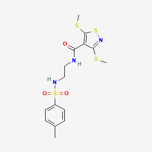 molecular formula C15H19N3O3S4 B5512707 N-[2-(4-METHYLBENZENESULFONAMIDO)ETHYL]-3,5-BIS(METHYLSULFANYL)-1,2-THIAZOLE-4-CARBOXAMIDE 